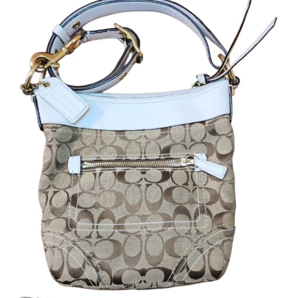 Coach Duffle Bleecker Signature Canvas Leather White/Brown 10402